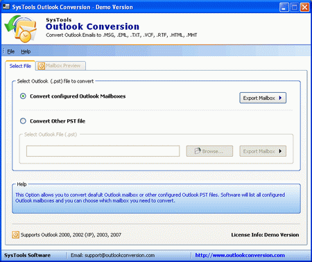 convert configured Outlook mailbox